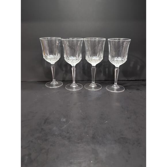 Cristal d'Arques Wine Glasses, 6.75" Longchamp , Vintage Glass Set of 4, Crystal - Picture 1 of 9